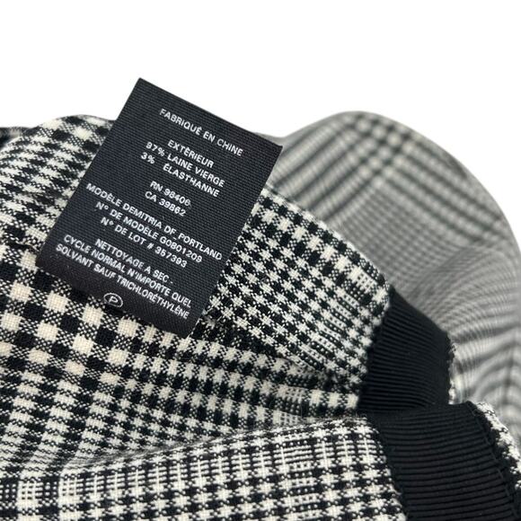 Theory Demitria Df Portland Pants Plaid Houndstooth Wool Black White Size US 8 - Picture 12 of 12